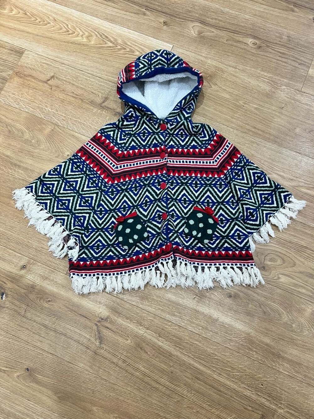 Matilda Jane A Caroling We Go Hooded Sweater Poncho Girls Size 6